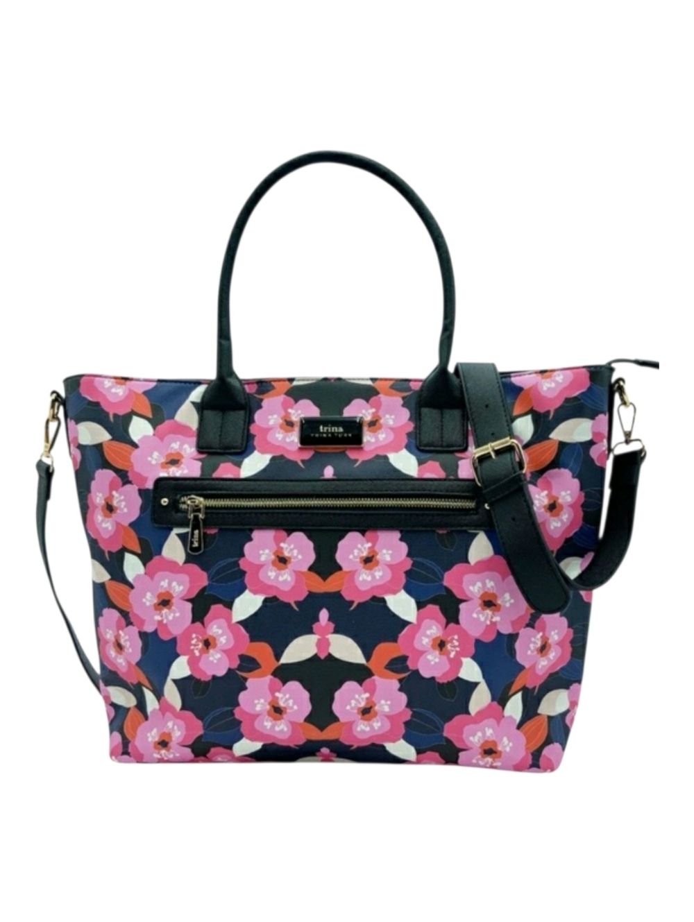 Trina Turk Navy Tote w/ Pink Floral Print & Wallet Set - All Over Narcissus NWT! - Picture 3 of 14